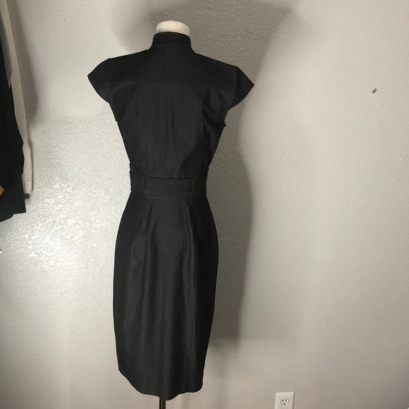 Calvin Klein Black Midi Dress with Button Detail - Picture 5 of 12